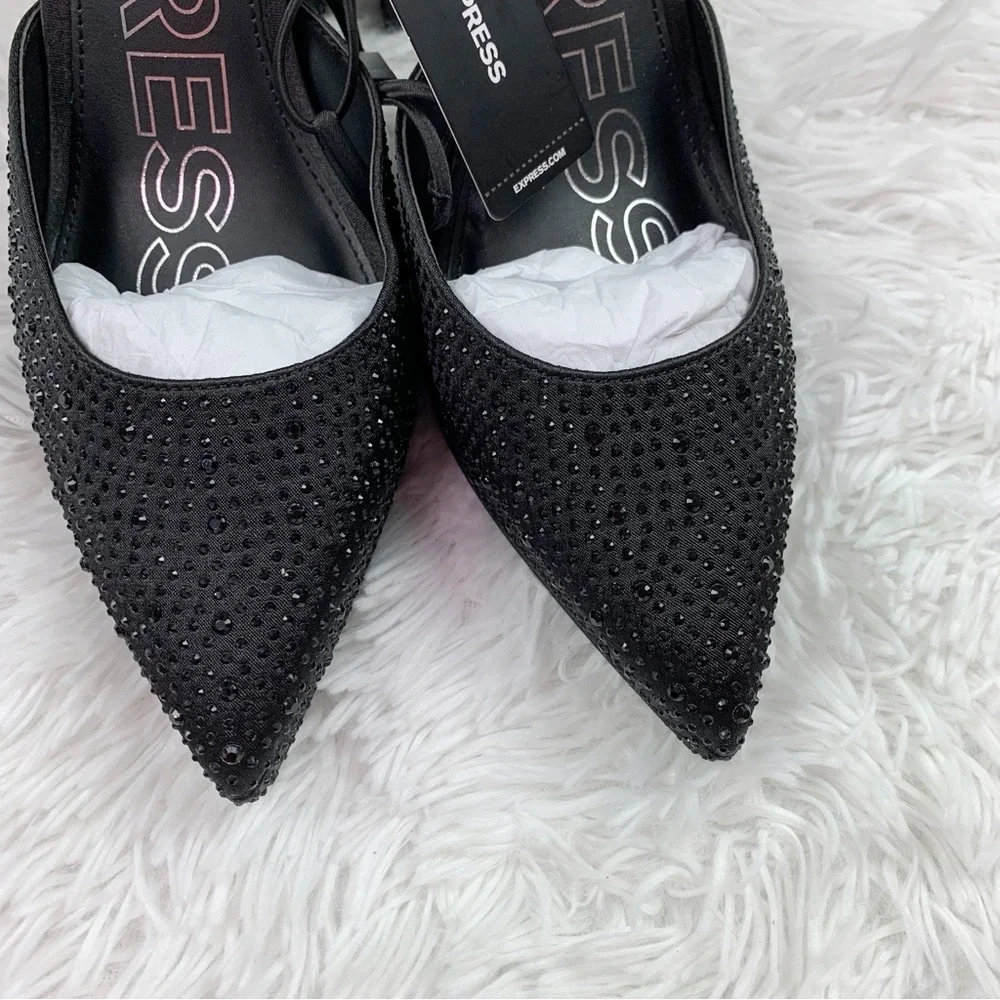 Express Rhinestone Closed Pointed Toe‎ Platform Pumps
